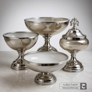 سرویس پذیرایی ۴ تیکه شیشه ای دودی