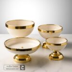 سرویس پذیرای ۴ تیکه فلزی ونیز رنگ کرم