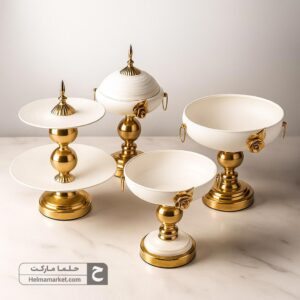 سرویس ۶ پارچه فلزی رز رنگ سفید
