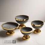 سرویس پذیرای ۴ تیکه فلزی ونیز رنگ طوسی