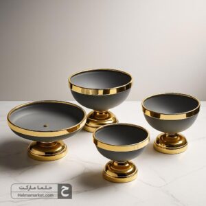 سرویس پذیرای ۴ تیکه فلزی ونیز رنگ طوسی