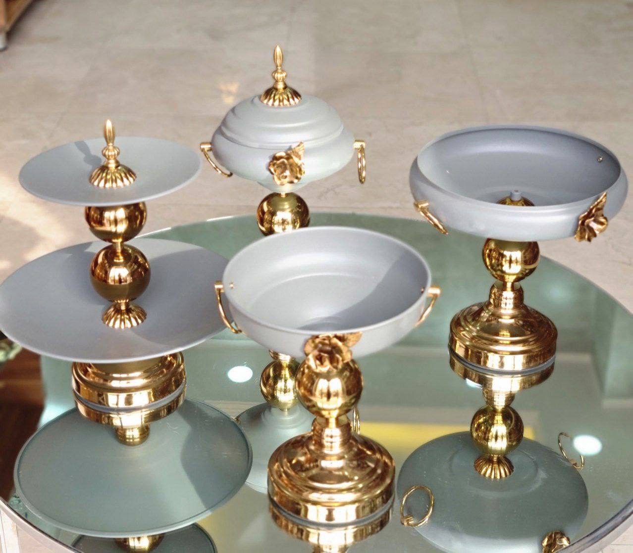 سرویس ۶ پارچه فلزی رز رنگ طوسی