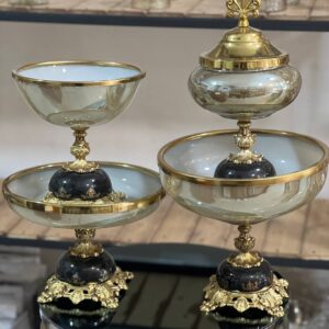 سرویس پذیرایی ۴ تیکه شیشه دودی پایه سرامیک