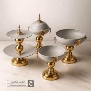 سرویس ۶ پارچه فلزی رز رنگ طوسی