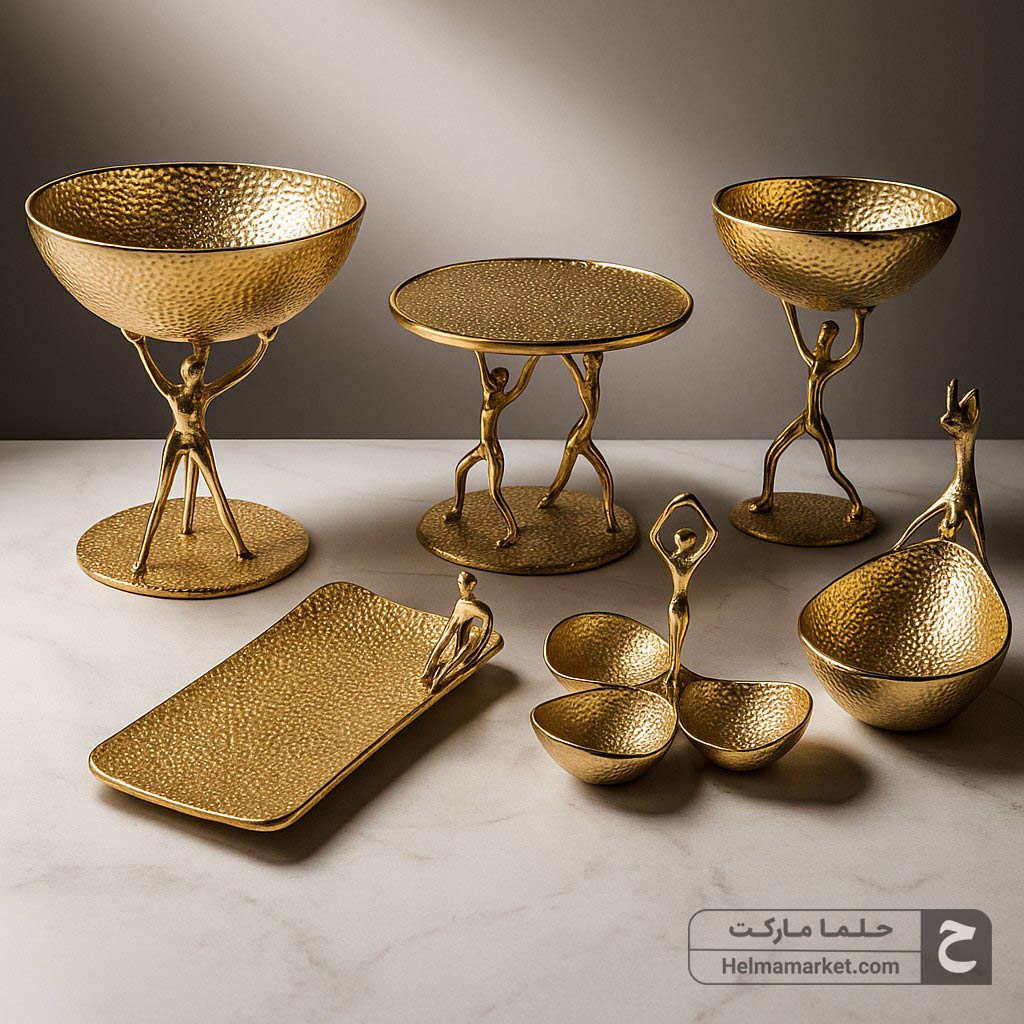 سرویس پذیرایی بالرین آلومینیومی ۶ تکه طلایی