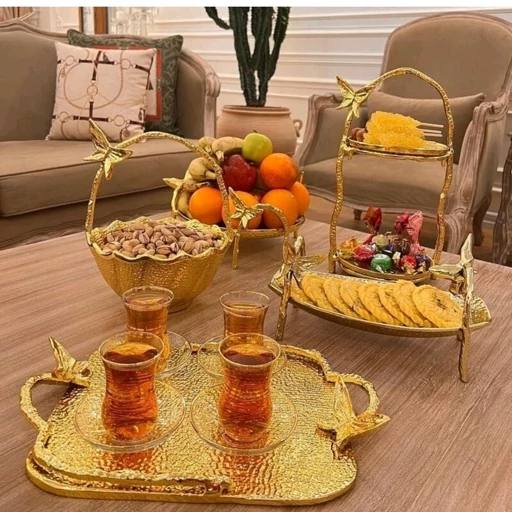 سرویس پذیرایی آلومینیومی ایوان ۵ تکه طلایی
