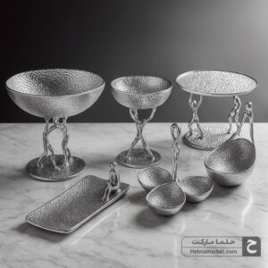 سرویس پذیرایی بالرین آلومینیومی ۶ تکه نقره ای