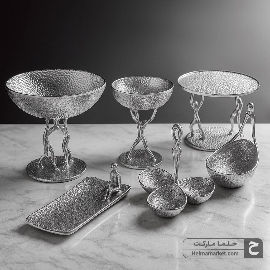 سرویس پذیرایی بالرین آلومینیومی ۶ تکه نقره ای
