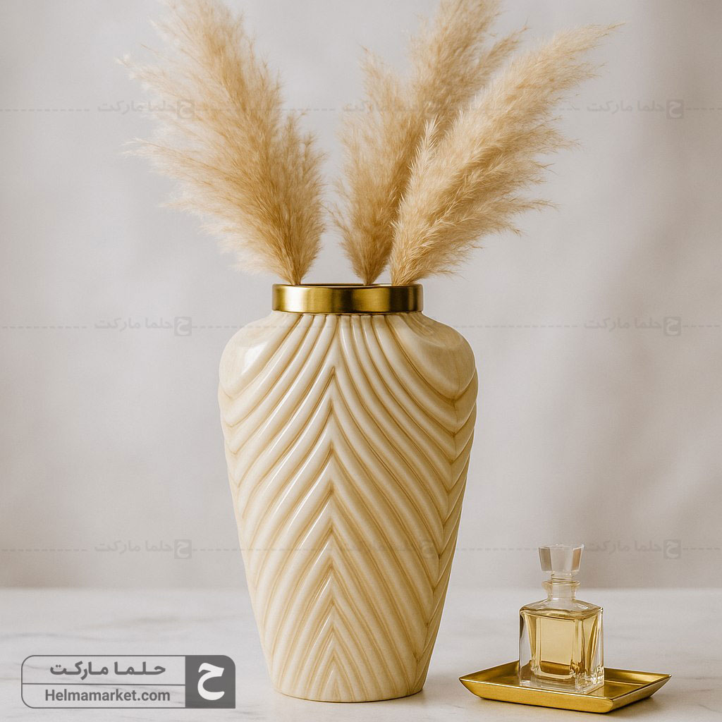 گلدان شیشه ای فلورا متوسط عسلی