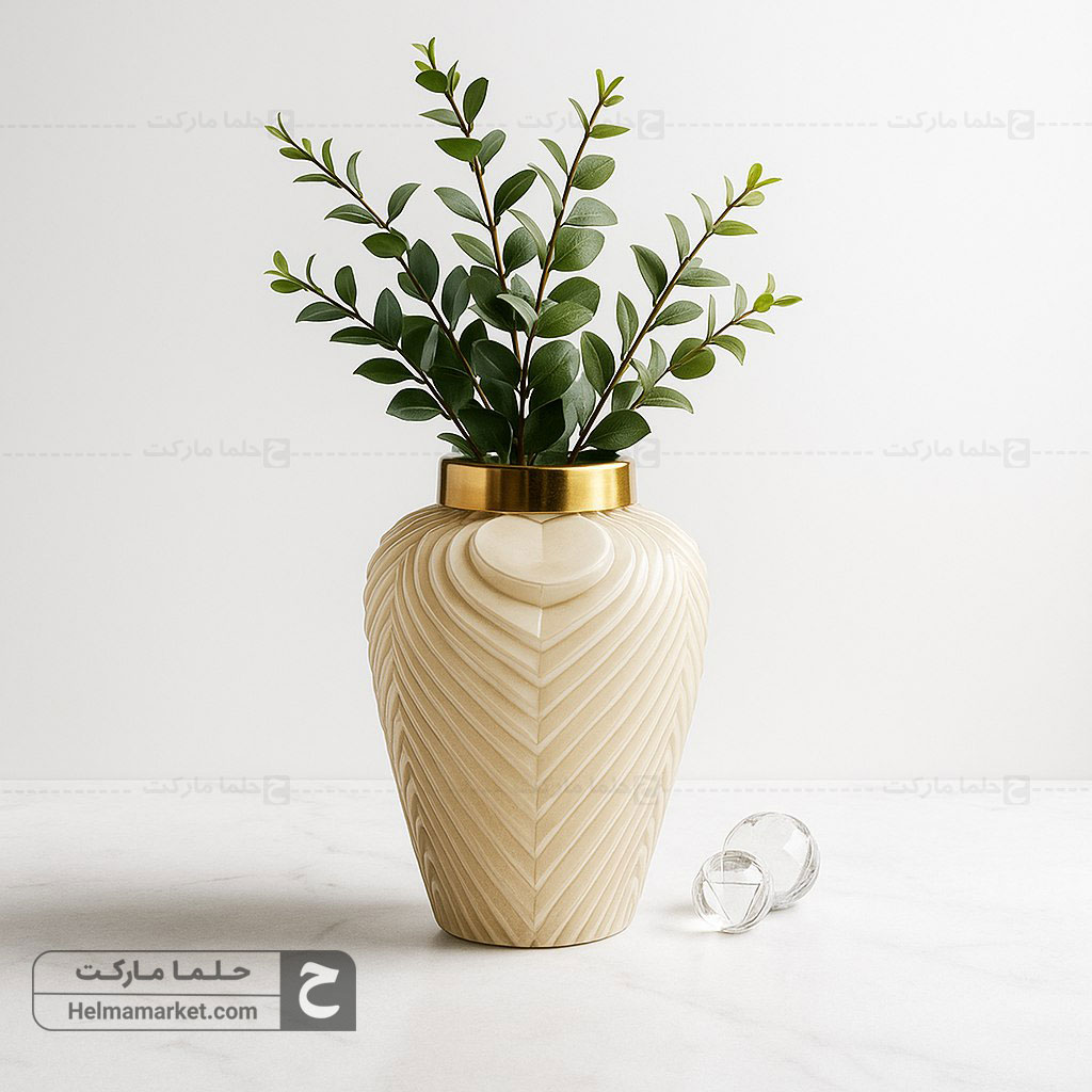 گلدان شیشه ای فلورا کوچک سایه روشن عسلی