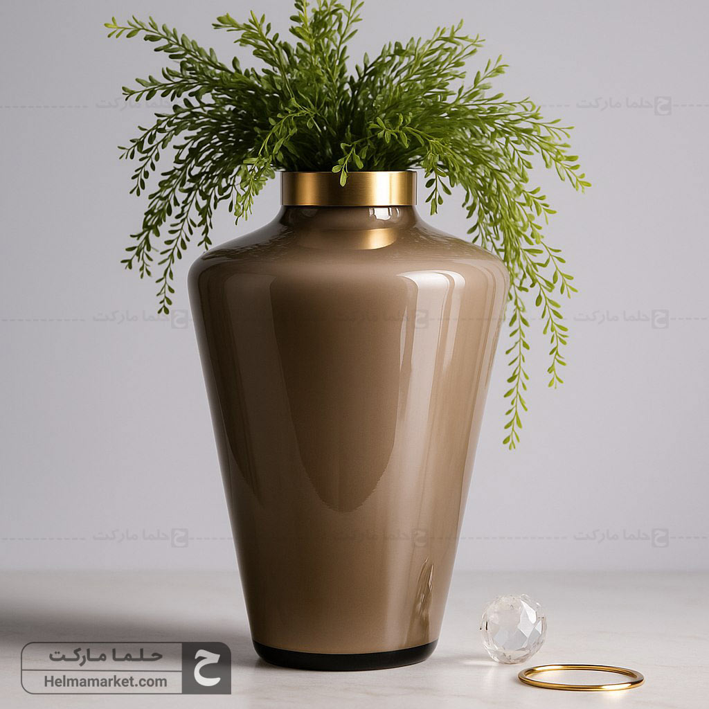 گلدان شیشه ای ترنج بزرگ نسکافه ای