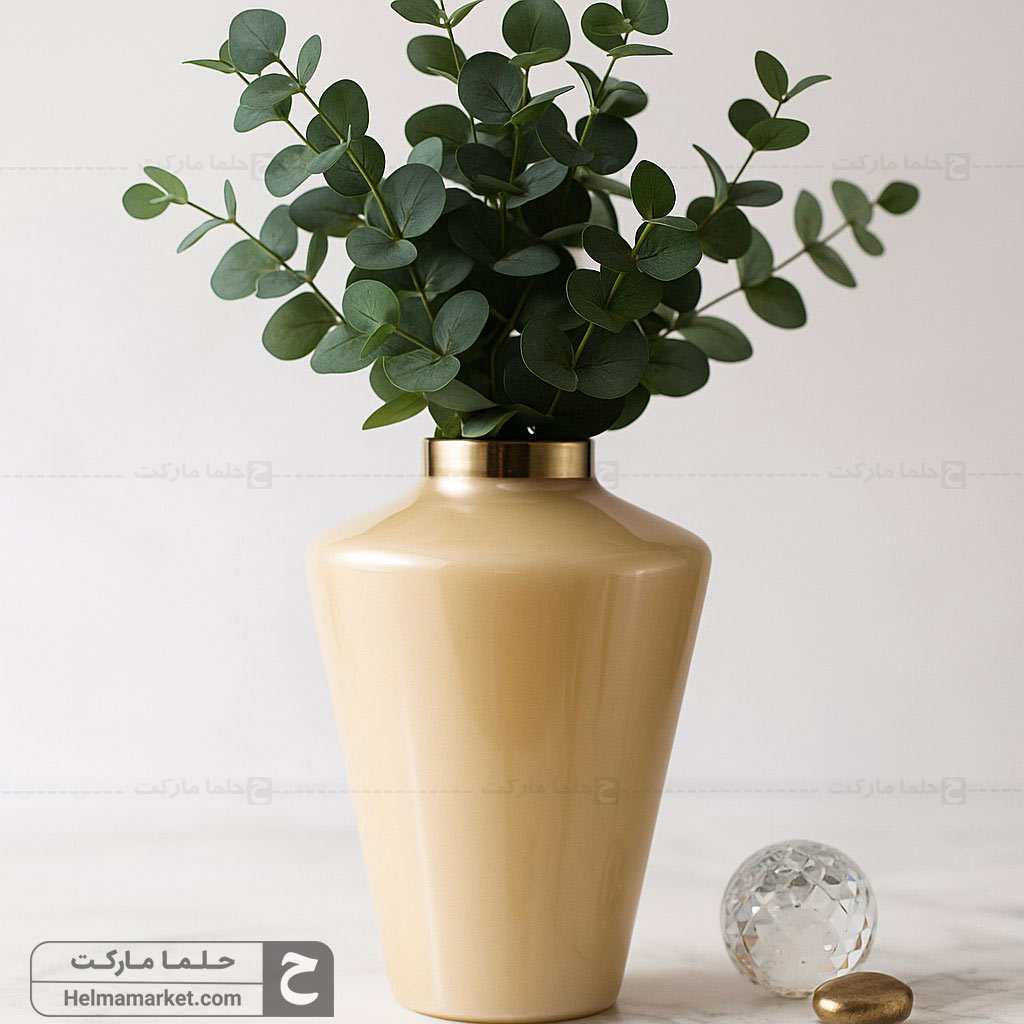 گلدان شیشه ای ترنج ترنج بزرگ عسلی