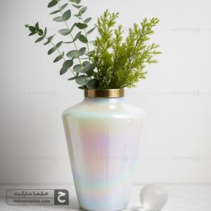 گلدان شیشه ای ترنج بزرگ صدفی