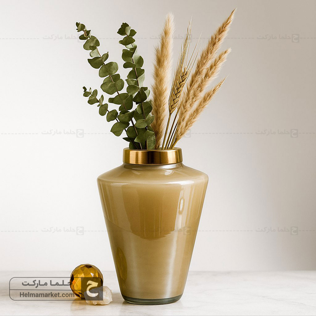 گلدان شیشه ای ترنج کوچک نسکافه ای