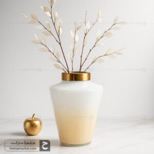گلدان شیشه ای ترنج کوچک سایه روشن عسلی