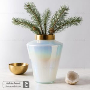 گلدان شیشه ای ترنج کوچک صدفی