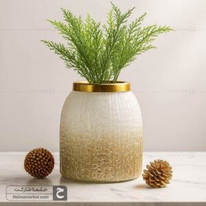 گلدان شیشه ای زبرا کوچک سایه روشن نسکافه ای