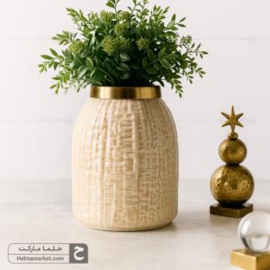 گلدان شیشه ای زبرا کوچک عسلی