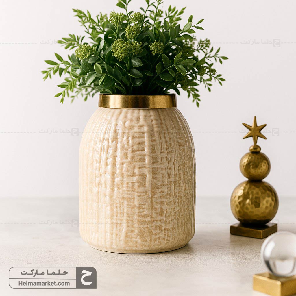 گلدان شیشه ای زبرا کوچک عسلی