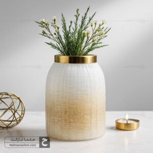گلدان شیشه ای زبرا کوچک سایه روشن عسلی