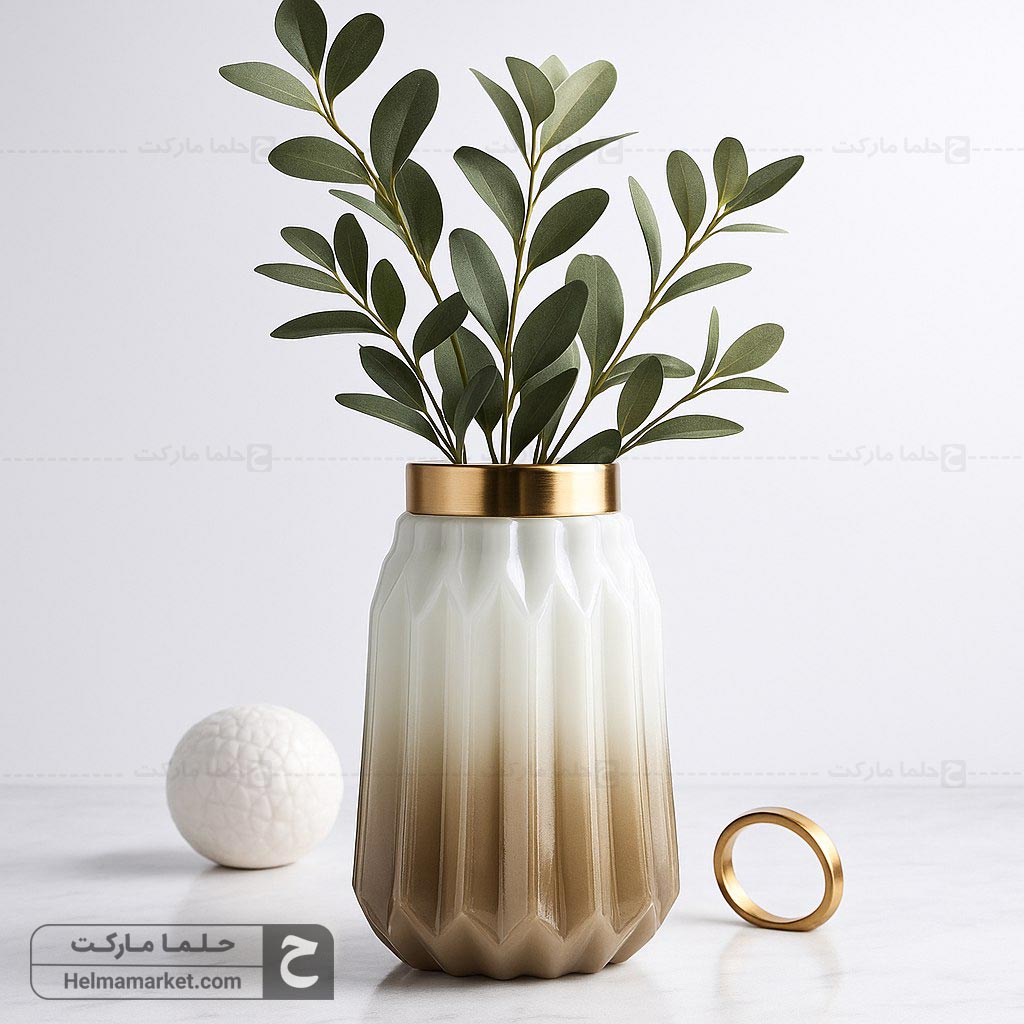 گلدان شیشه ای میخک کوچک سایه روشن نسکافه ای