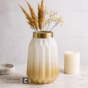 گلدان شیشه ای میخک کوچک سایه روشن عسلی 