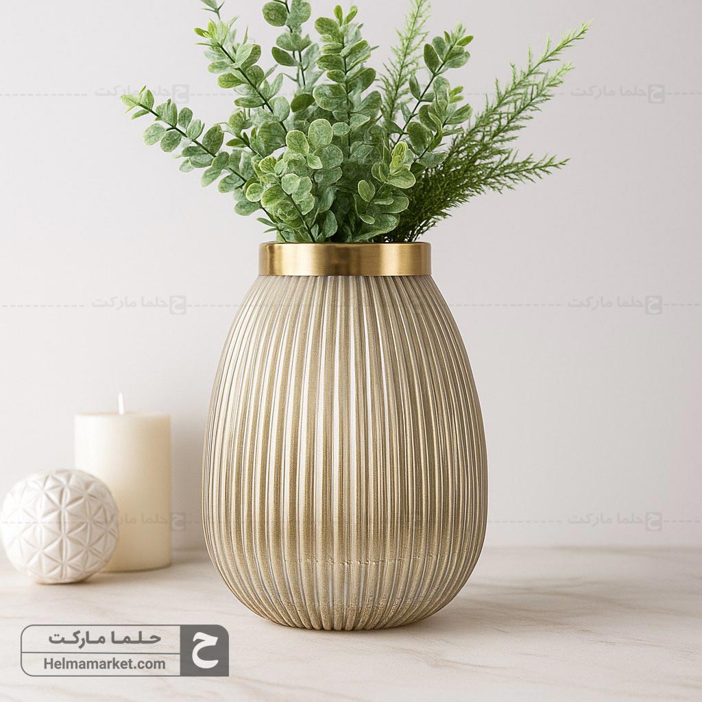 گلدان شیشه ای سوسن نسکافه ای