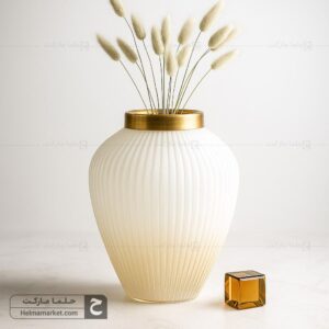 گلدان شیشه ای نیلوفر سایه روشن عسلی 