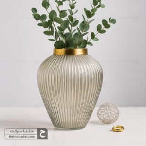 گلدان شیشه ای نیلوفر نسکافه ای