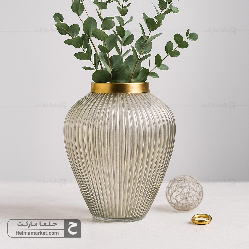 گلدان شیشه ای نیلوفر نسکافه ای