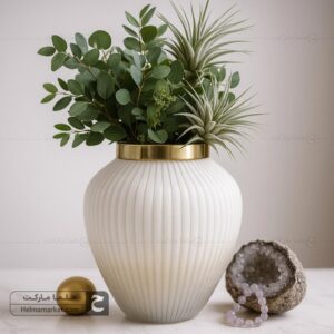 گلدان شیشه ای نیلوفر سایه روشن نسکافه ای