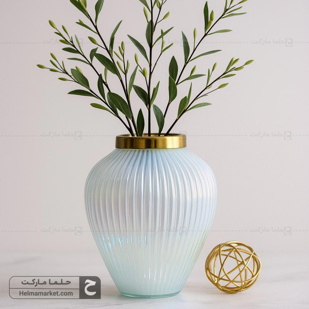 گلدان شیشه ای نیلوفر هفت رنگ 