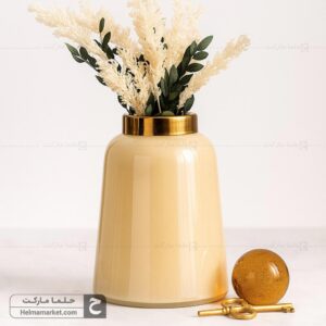 گلدان شیشه ای زنبق کوچک عسلی