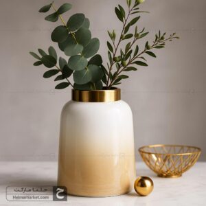 گلدان شیشه ای زنبق کوچک سایه روشن عسلی