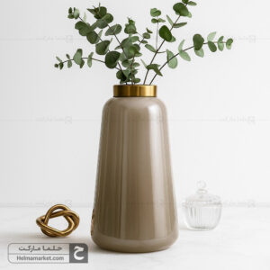 گلدان شیشه ای زنبق بزرگ نسکافه ای