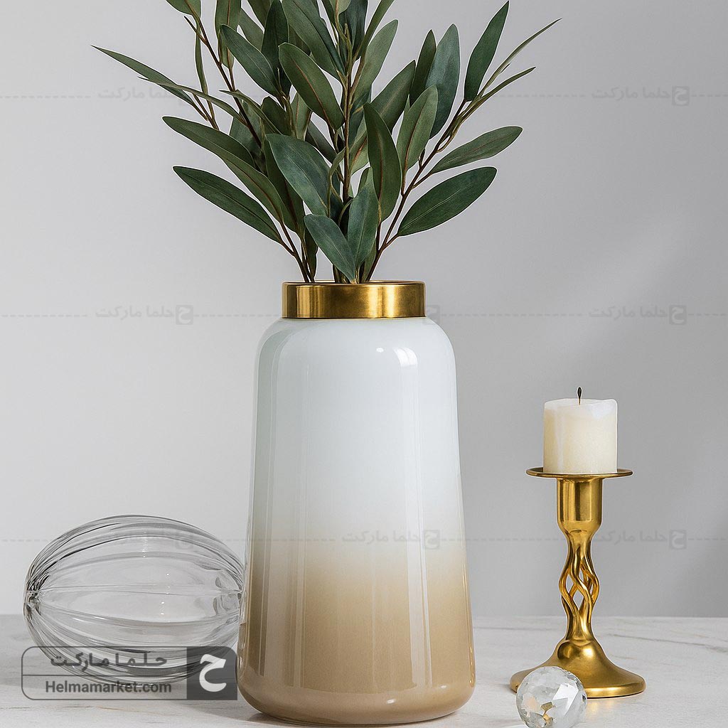 گلدان شیشه ای زنبق بزرگ سایه روشن نسکافه ای