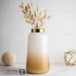 گلدان شیشه ای زنبق بزرگ سایه روشن عسلی