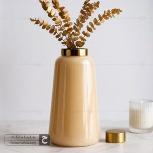 گلدان شیشه ای زنبق بزرگ عسلی