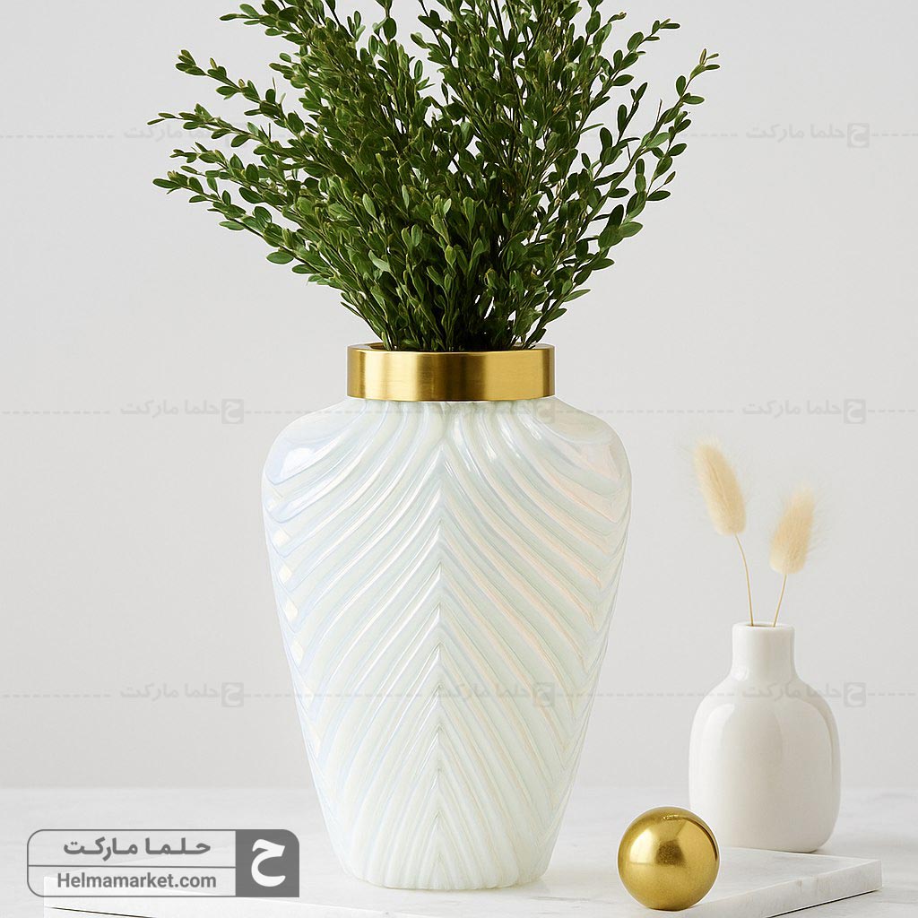 گلدان شیشه ای فلورا کوچک صدفی 