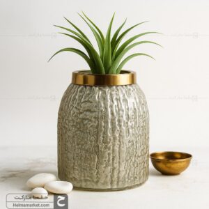 گلدان شیشه ای زبرا کوچک نسکافه ای