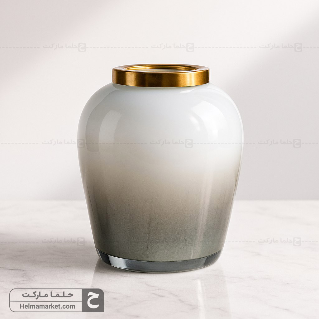 گلدان شیشه ای نسترن سایه روشن نسکافه ای