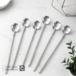 قاشق گل نی دار پیچی نقره ای
