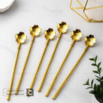 قاشق گل نی دار پیچی طلایی