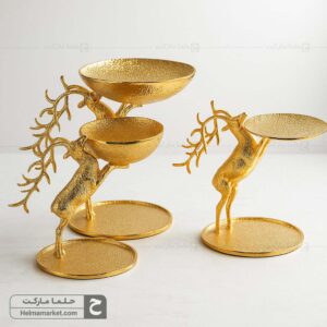 ست گوزن ایستاده ۳ عددی طلایی