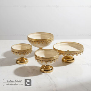 سرویس پذیرایی ونیز گلدار چهار تکه کرم