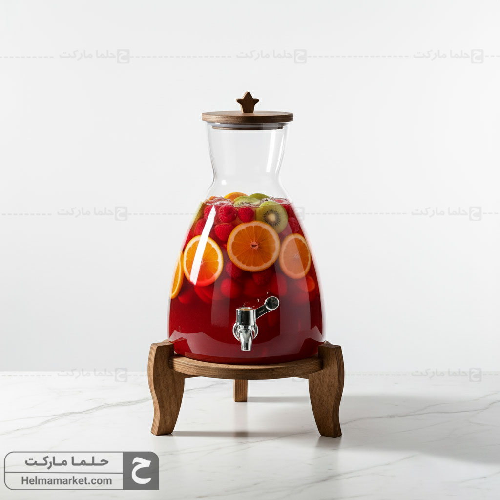 کلمن شیشه ای پایه چوبی مارشال