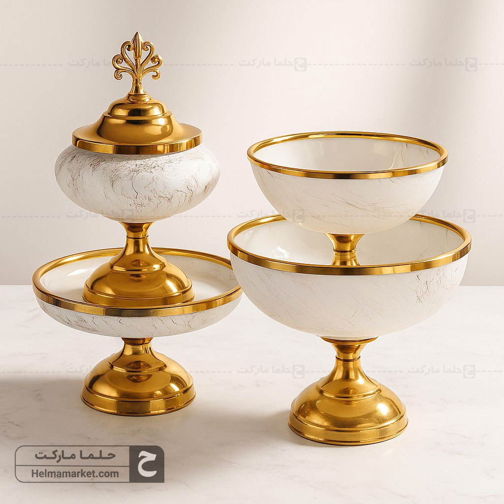 سرویس پذیرایی ۴ تیکه ماربل رنگ سفید