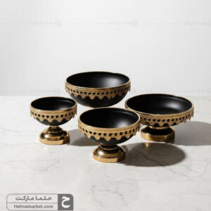 سرویس پذیرایی ونیز گلدار چهار تکه مشکی