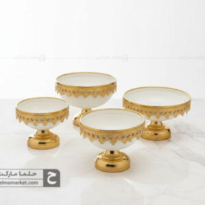 سرویس پذیرایی ونیز گلدار چهار تکه سفید