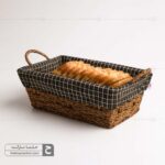سبد حصیری مستطیل پارچه ای بزرگ